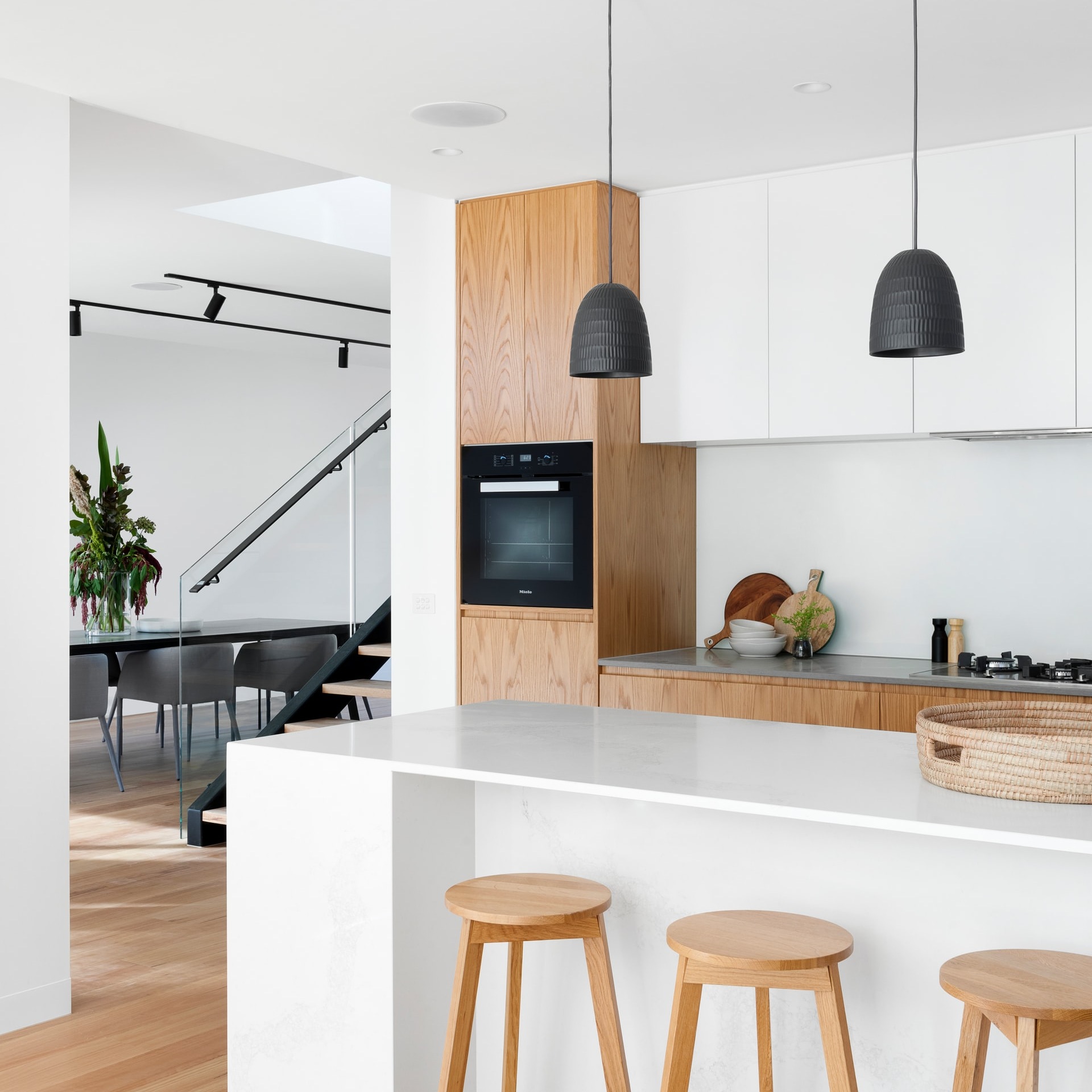 black and white kitchen island